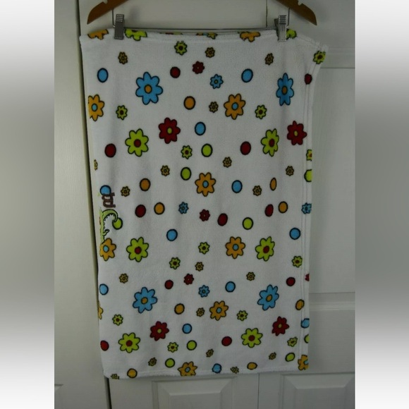 Northpoint Alligator Baby Blanket White Green Orange Flowers Polka Dots Circles - Picture 3 of 6